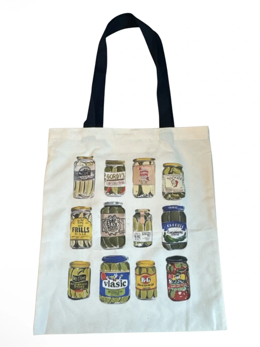 Aesthetic Canvas Tote Bag with Inner Pocket for Women, Cloth Canned Pickle - Picture 2 of 7